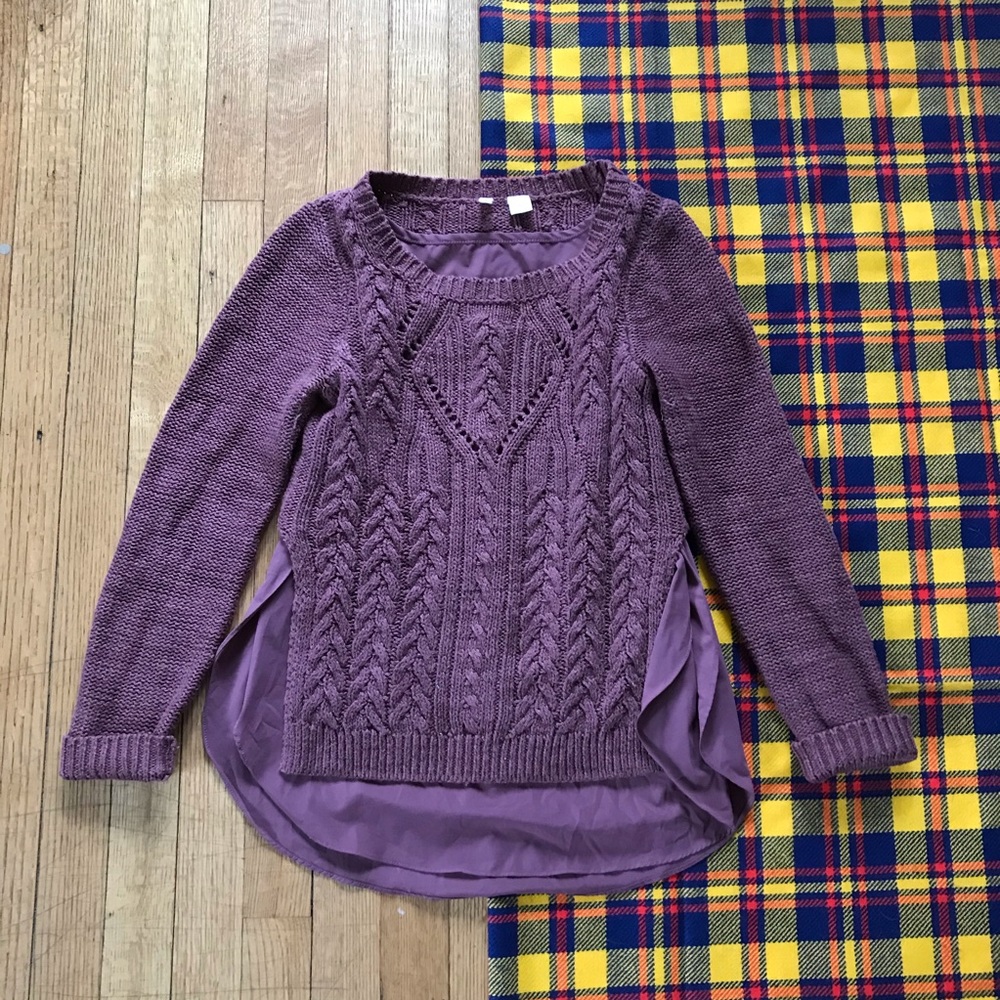 Anthro Moth Ella Cable Knit Sweater Shirt Layered - Picture 2 of 8